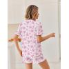 Ekouaer Pajamas Set for Women Button Down Pjs Lounge Sets Ruffle Short Sleeve Sleepwear Cute Loungewear(Pink Bow)
