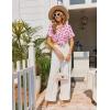 Ekouaer Pajamas Set for Women Button Down Pjs Lounge Sets Ruffle Short Sleeve Sleepwear Cute Loungewear(Pink Cherry)