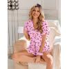 Ekouaer Pajamas Set for Women Button Down Pjs Lounge Sets Ruffle Short Sleeve Sleepwear Cute Loungewear(Pink Cherry)