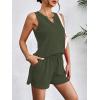 Ekouaer Pajamas Tank Top and Shorts Lounge Sets Waffle Knit V Neck Pj Short Sets Casual Outfits for Women(Army Green)