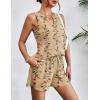 Ekouaer Pajamas Tank Top and Shorts Lounge Sets Waffle Knit V Neck Pj Short Sets Casual Outfits for Women(Beige Floral)