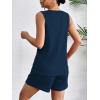 Ekouaer Pajamas Tank Top and Shorts Lounge Sets Waffle Knit V Neck Pj Short Sets Casual Outfits for Women(Blue Purple)