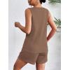 Ekouaer Pajamas Tank Top and Shorts Lounge Sets Waffle Knit V Neck Pj Short Sets Casual Outfits for Women(Brown)
