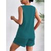 Ekouaer Pajamas Tank Top and Shorts Lounge Sets Waffle Knit V Neck Pj Short Sets Casual Outfits for Women(Dark Turquoise)