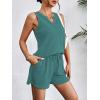 Ekouaer Pajamas Tank Top and Shorts Lounge Sets Waffle Knit V Neck Pj Short Sets Casual Outfits for Women(Dark Turquoise)