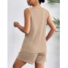 Ekouaer Pajamas Tank Top and Shorts Lounge Sets Waffle Knit V Neck Pj Short Sets Casual Outfits for Women(Khaki)