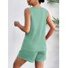 Ekouaer Pajamas Tank Top and Shorts Lounge Sets Waffle Knit V Neck Pj Short Sets Casual Outfits for Women(Light Green)