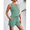 Ekouaer Pajamas Tank Top and Shorts Lounge Sets Waffle Knit V Neck Pj Short Sets Casual Outfits for Women(Light Green)