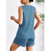 Ekouaer Pajamas Tank Top and Shorts Lounge Sets Waffle Knit V Neck Pj Short Sets Casual Outfits for Women(Navy Blue)