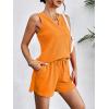 Ekouaer Pajamas Tank Top and Shorts Lounge Sets Waffle Knit V Neck Pj Short Sets Casual Outfits for Women(Orange)