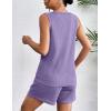 Ekouaer Pajamas Tank Top and Shorts Lounge Sets Waffle Knit V Neck Pj Short Sets Casual Outfits for Women(Purple)