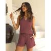 Ekouaer Pajamas Tank Top and Shorts Lounge Sets Waffle Knit V Neck Pj Short Sets Casual Outfits for Women(Red)