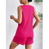 Ekouaer Pajamas Tank Top and Shorts Lounge Sets Waffle Knit V Neck Pj Short Sets Casual Outfits for Women(Rose Red)