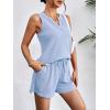 Ekouaer Pajamas Tank Top and Shorts Lounge Sets Waffle Knit V Neck Pj Short Sets Casual Outfits for Women(Sky Blue)