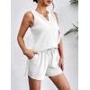 Ekouaer Pajamas Tank Top and Shorts Lounge Sets Waffle Knit V Neck Pj Short Sets Casual Outfits for Women(White)