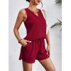 Ekouaer Pajamas Tank Top and Shorts Lounge Sets Waffle Knit V Neck Pj Short Sets Casual Outfits for Women(Wine Red)