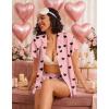 Ekouaer Pajamas for Women Set Button Up Pjs Short Sleeve Ruffle Sleepwear Notch Collar Bride Soft Pj Lounge Sets S-XXL(Black Heart)