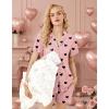 Ekouaer Pajamas for Women Set Button Up Pjs Short Sleeve Ruffle Sleepwear Notch Collar Bride Soft Pj Lounge Sets S-XXL(Black Heart)