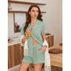 Ekouaer Pajamas for Women Set Button Up Pjs Short Sleeve Ruffle Sleepwear Notch Collar Bride Soft Pj Lounge Sets S-XXL(Light Green)