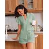 Ekouaer Pajamas for Women Set Button Up Pjs Short Sleeve Ruffle Sleepwear Notch Collar Bride Soft Pj Lounge Sets S-XXL(Light Green)