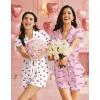 Ekouaer Pajamas for Women Set Button Up Pjs Short Sleeve Ruffle Sleepwear Notch Collar Bride Soft Pj Lounge Sets S-XXL(Pink Love Letter)