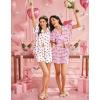 Ekouaer Pajamas for Women Set Button Up Pjs Short Sleeve Ruffle Sleepwear Notch Collar Bride Soft Pj Lounge Sets S-XXL(Pink Love Letter)
