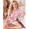 Ekouaer Pajamas for Women Set Button Up Pjs Short Sleeve Ruffle Sleepwear Notch Collar Bride Soft Pj Lounge Sets S-XXL(Pink Moon Teddy)