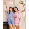 Ekouaer Pajamas for Women Set Button Up Pjs Short Sleeve Ruffle Sleepwear Notch Collar Bride Soft Pj Lounge Sets S-XXL(Pink Moon Teddy)