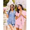 Ekouaer Pajamas for Women Set Button Up Pjs Short Sleeve Ruffle Sleepwear Notch Collar Bride Soft Pj Lounge Sets S-XXL(Pink Moon Teddy)