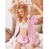 Ekouaer Pajamas for Women Set Button Up Pjs Short Sleeve Ruffle Sleepwear Notch Collar Bride Soft Pj Lounge Sets S-XXL(Pink Moon Teddy)