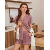 Ekouaer Pajamas for Women Set Button Up Pjs Short Sleeve Ruffle Sleepwear Notch Collar Bride Soft Pj Lounge Sets S-XXL(Taro Purple)