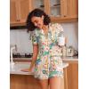 Ekouaer Pajamas for Women Set Button Up Pjs Short Sleeve Ruffle Sleepwear Notch Collar Bride Soft Pj Lounge Sets S-XXL(Tropical Print)