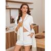 Ekouaer Pajamas for Women Set Button Up Pjs Short Sleeve Ruffle Sleepwear Notch Collar Bride Soft Pj Lounge Sets S-XXL(White)