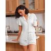 Ekouaer Pajamas for Women Set Button Up Pjs Short Sleeve Ruffle Sleepwear Notch Collar Bride Soft Pj Lounge Sets S-XXL(White)