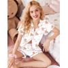 Ekouaer Pajamas for Women Set Button Up Pjs Short Sleeve Ruffle Sleepwear Notch Collar Bride Soft Pj Lounge Sets S-XXL(White Sleep Teddy)