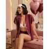 Ekouaer Pajamas for Women Set Button Up Pjs Short Sleeve Ruffle Sleepwear Notch Collar Bride Soft Pj Lounge Sets S-XXL(Wine Red)