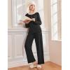 Ekouaer Pajamas for Women Set Long Sleeve Sleepwear Top & Pants Pjs Comfy 2 Piece Lounge Set with Pockets S-XXL(Black)