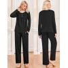 Ekouaer Pajamas for Women Set Long Sleeve Sleepwear Top & Pants Pjs Comfy 2 Piece Lounge Set with Pockets S-XXL(Black)