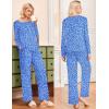 Ekouaer Pajamas for Women Set Long Sleeve Sleepwear Top & Pants Pjs Comfy 2 Piece Lounge Set with Pockets S-XXL(Blue Pot)
