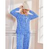 Ekouaer Pajamas for Women Set Long Sleeve Sleepwear Top & Pants Pjs Comfy 2 Piece Lounge Set with Pockets S-XXL(Blue Pot)