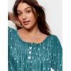 Ekouaer Pajamas for Women Set Long Sleeve Sleepwear Top & Pants Pjs Comfy 2 Piece Lounge Set with Pockets S-XXL(Blue-green Leaves)