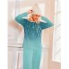 Ekouaer Pajamas for Women Set Long Sleeve Sleepwear Top & Pants Pjs Comfy 2 Piece Lounge Set with Pockets S-XXL(Blue-green Leaves)