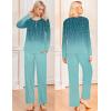 Ekouaer Pajamas for Women Set Long Sleeve Sleepwear Top & Pants Pjs Comfy 2 Piece Lounge Set with Pockets S-XXL(Blue-green Leaves)