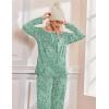 Ekouaer Pajamas for Women Set Long Sleeve Sleepwear Top & Pants Pjs Comfy 2 Piece Lounge Set with Pockets S-XXL(Green Pot)