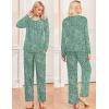 Ekouaer Pajamas for Women Set Long Sleeve Sleepwear Top & Pants Pjs Comfy 2 Piece Lounge Set with Pockets S-XXL(Green Pot)