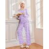 Ekouaer Pajamas for Women Set Long Sleeve Sleepwear Top & Pants Pjs Comfy 2 Piece Lounge Set with Pockets S-XXL(Purple Floral)