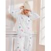 Ekouaer Pajamas for Women Set Long Sleeve Sleepwear Top & Pants Pjs Comfy 2 Piece Lounge Set with Pockets S-XXL(White Floral)