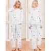 Ekouaer Pajamas for Women Set Long Sleeve Sleepwear Top & Pants Pjs Comfy 2 Piece Lounge Set with Pockets S-XXL(White Floral)