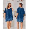 Ekouaer Plus Size Nightgowns for Women Oversized Sleep Shirt Short Sleeve Nightshirt T-Shirt Dress Sleepwear S-4XL(Blue Flower)