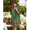 Ekouaer Plus Size Nightgowns for Women Oversized Sleep Shirt Short Sleeve Nightshirt T-Shirt Dress Sleepwear S-4XL(Green Flower)